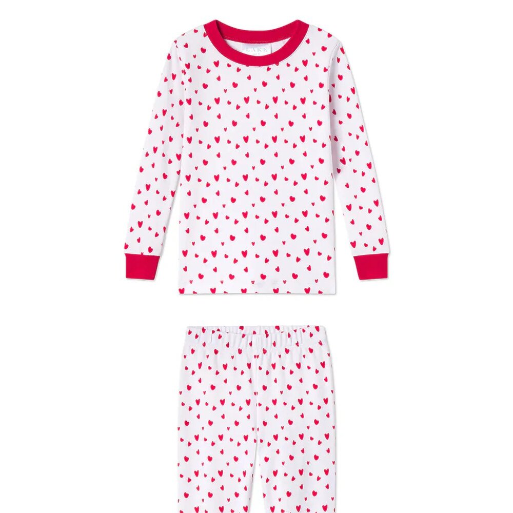 LAKE Kids Pima Long Set in Red Mini Heart Size 4T
